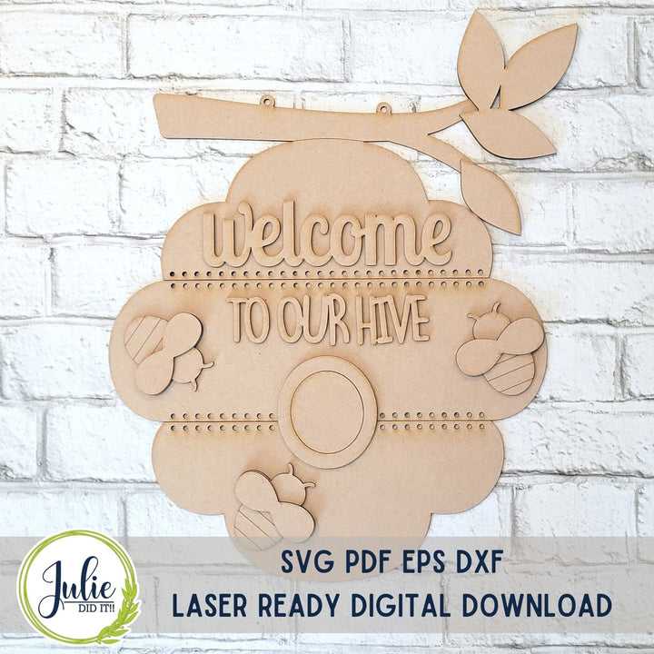 Julie Did It Studios Stitched Beehive Door Hanger