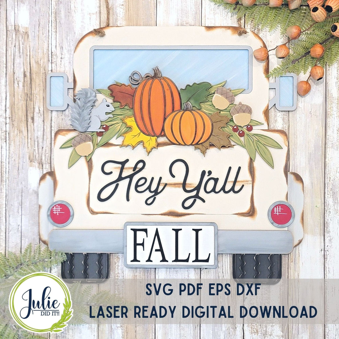 Julie Did It Studios Truck Pumpkin Hey Y'All Door Hanger - July 2023 Design Studio
