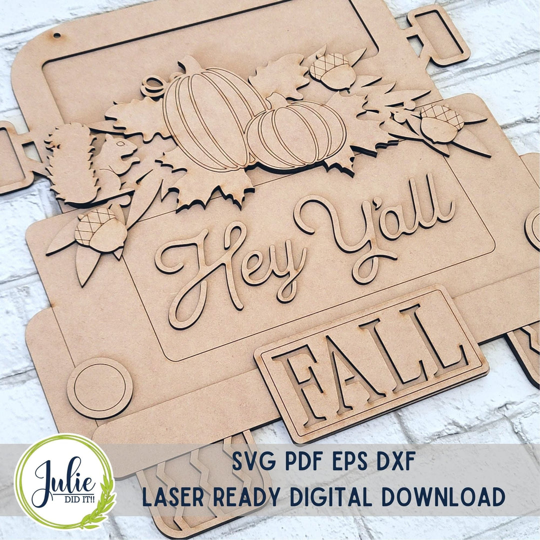 Julie Did It Studios Truck Pumpkin Hey Y'All Door Hanger - July 2023 Design Studio
