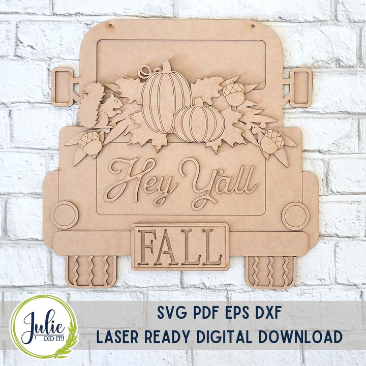 Julie Did It Studios Truck Pumpkin Hey Y'All Door Hanger - July 2023 Design Studio