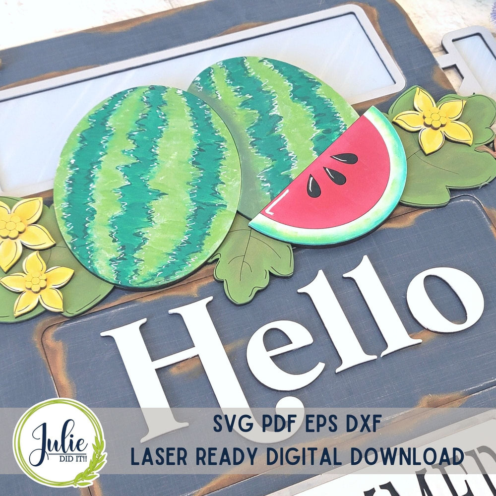 Julie Did It Studios Truck Watermelon Hello Summer Door Hanger
