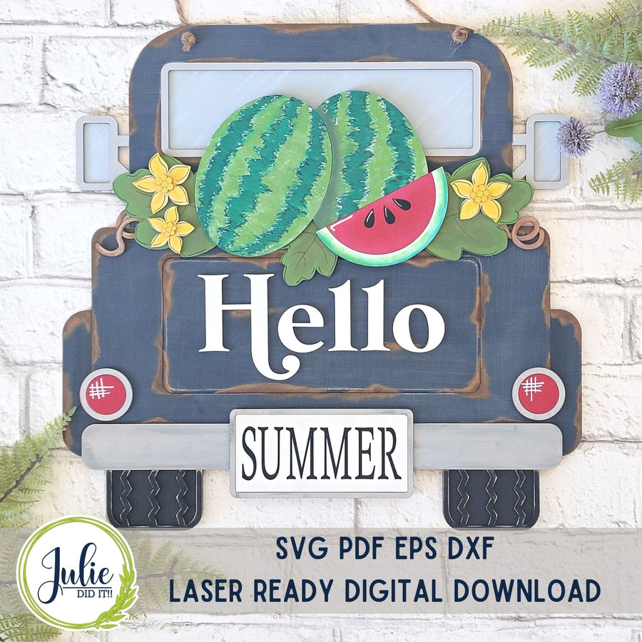 Julie Did It Studios Truck Watermelon Hello Summer Door Hanger