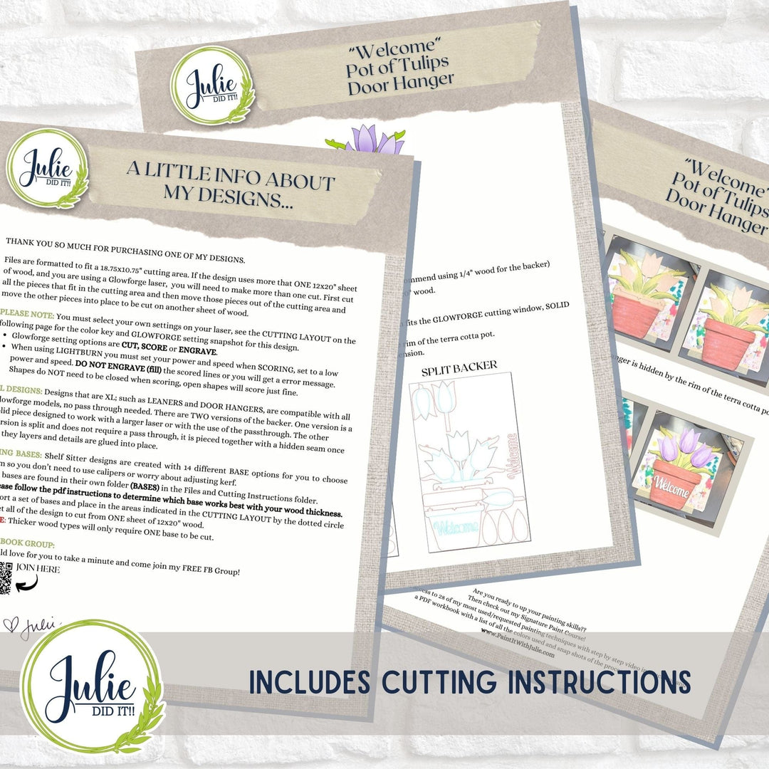 Julie Did It Studios Welcome Pot of Tulips Door Hanger - March 2024 Design Studio