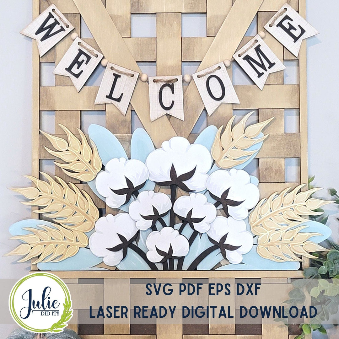 Julie Did It Studios Wheat and Cotton Window Box Insert