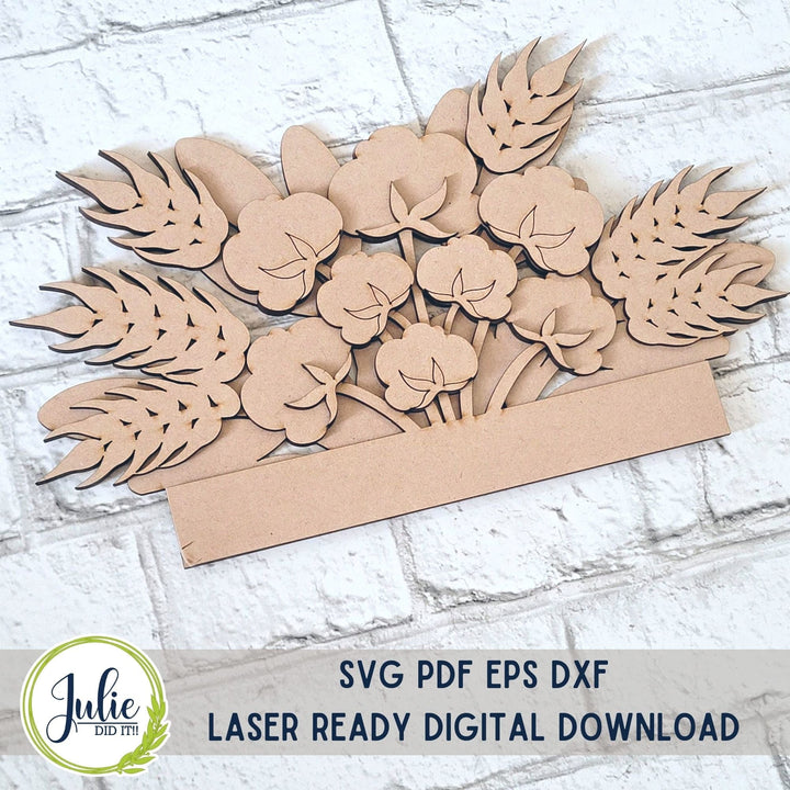 Julie Did It Studios Wheat and Cotton Window Box Insert
