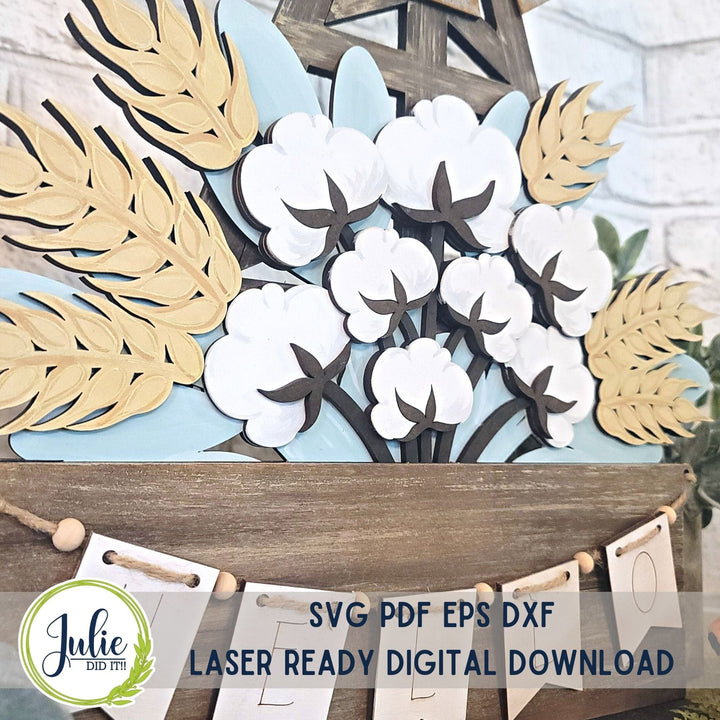 Julie Did It Studios Wheat and Cotton Window Box Insert