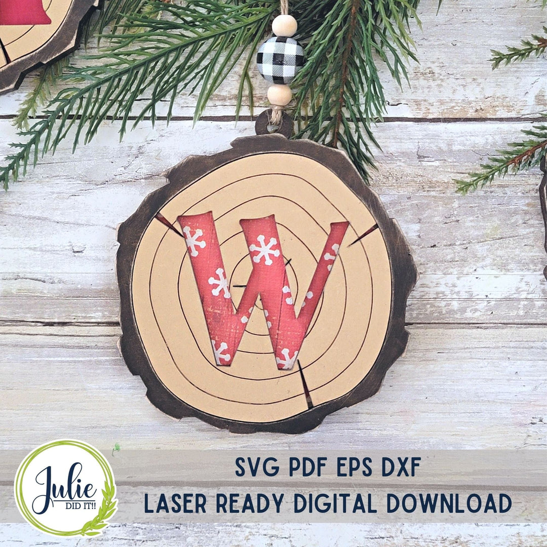 Julie Did It Studios Wood Slice Monogram Ornaments - October 2023 Design Studio