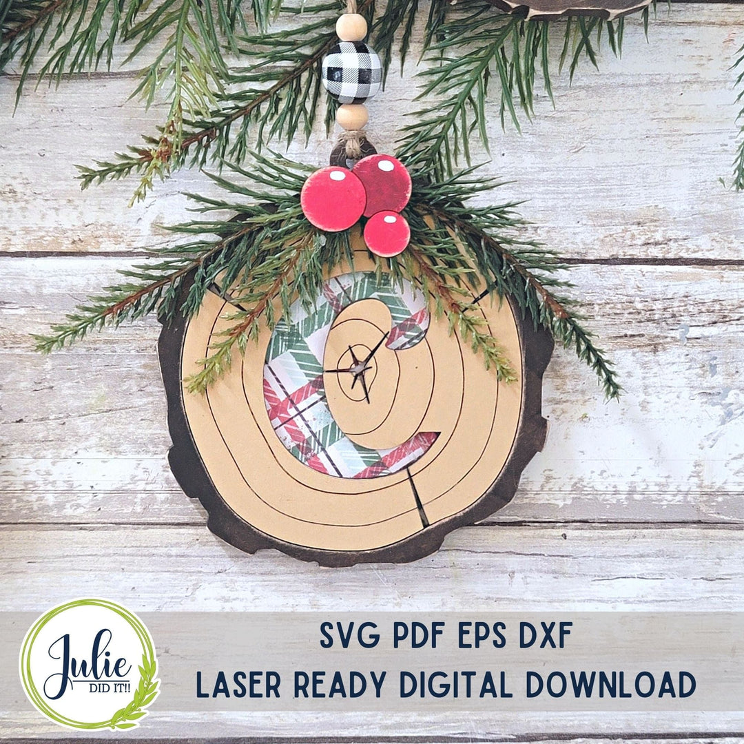 Julie Did It Studios Wood Slice Monogram Ornaments - October 2023 Design Studio