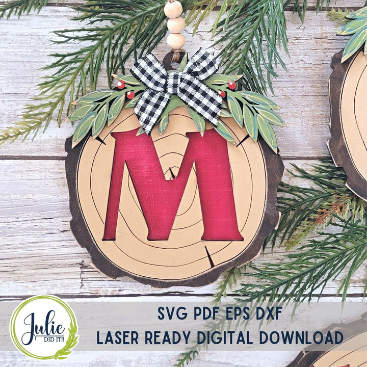 Julie Did It Studios Wood Slice Monogram Ornaments - October 2023 Design Studio