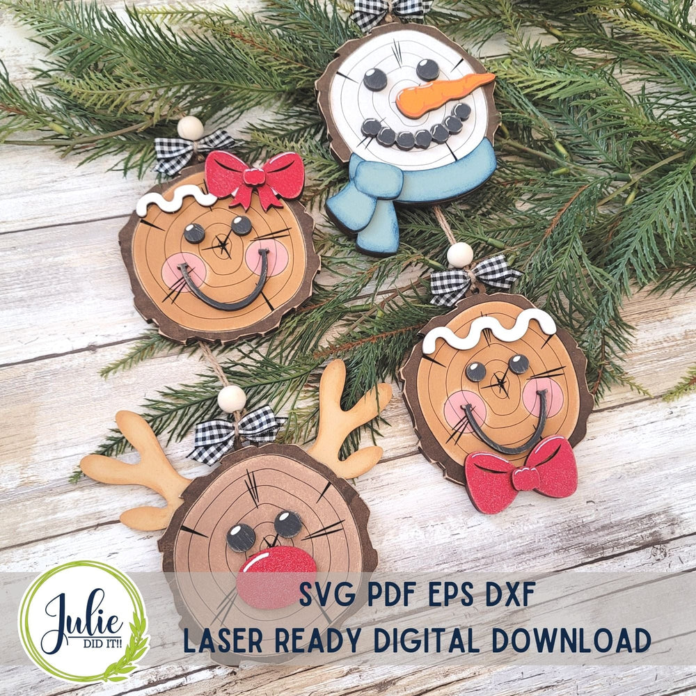 Julie Did It Studios Wood Slice Ornaments Christmas Characters