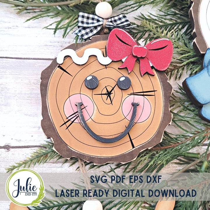 Julie Did It Studios Wood Slice Ornaments Christmas Characters