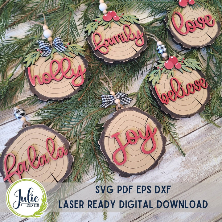 Julie Did It Studios Wood Slice Ornaments - Words