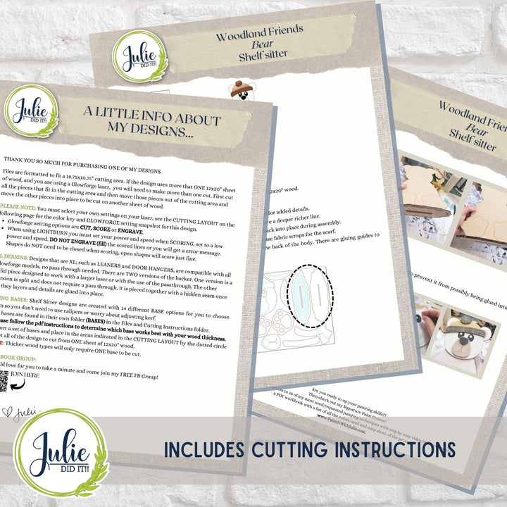 Julie Did It Studios Woodland Friends Bear Shelf Sitter -  November 2023 Design Studio