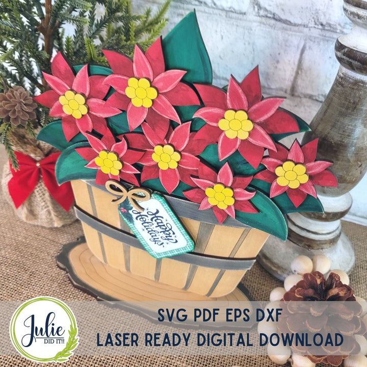 Julie Did It Studios "You Be the Maker" Box Kit - Basket of Poinsettia Shelf Sitter - An October 2023 Design Studio Membership Exclusive File