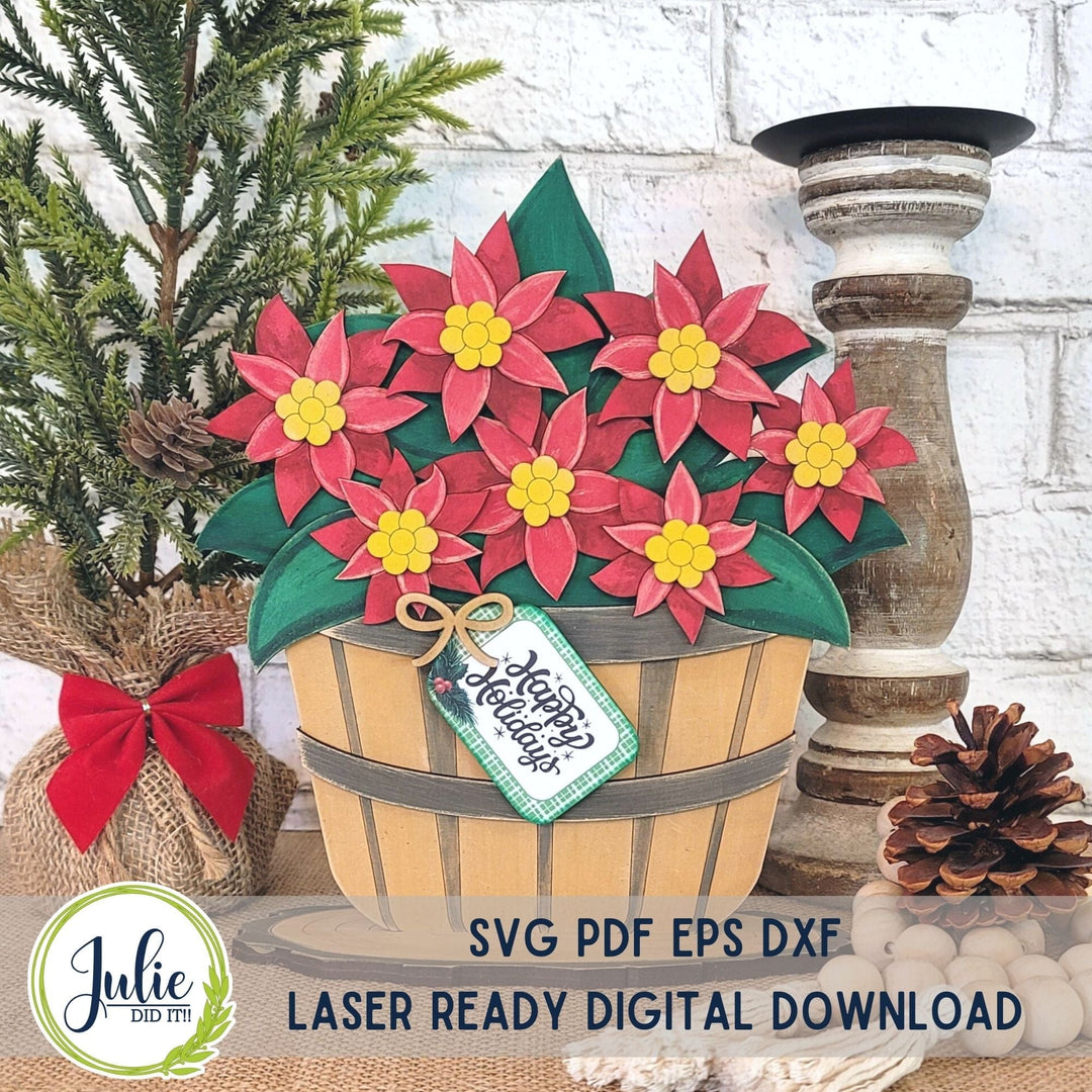 Julie Did It Studios "You Be the Maker" Box Kit - Basket of Poinsettia Shelf Sitter - An October 2023 Design Studio Membership Exclusive File