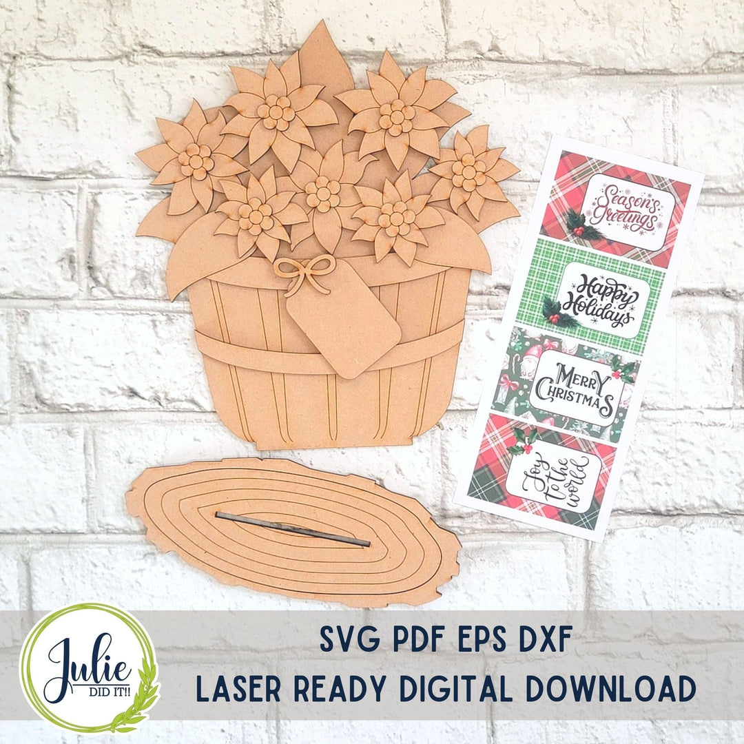 Julie Did It Studios "You Be the Maker" Box Kit - Basket of Poinsettia Shelf Sitter - An October 2023 Design Studio Membership Exclusive File