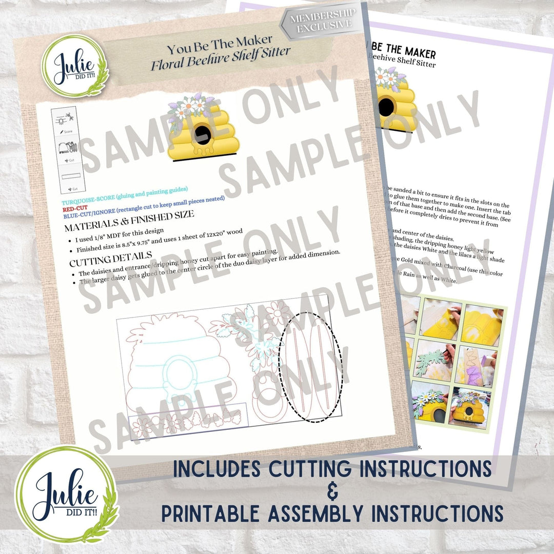 Julie Did It Studios "You Be the Maker" Box Kit - Floral Beehive Shelf Sitter - An April 2024 Design Studio Membership Exclusive File
