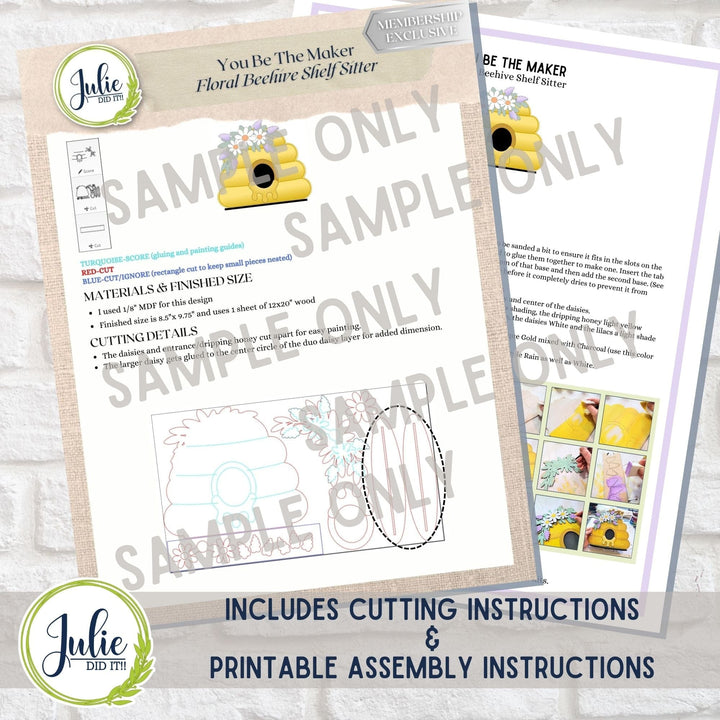 Julie Did It Studios "You Be the Maker" Box Kit - Floral Beehive Shelf Sitter - An April 2024 Design Studio Membership Exclusive File