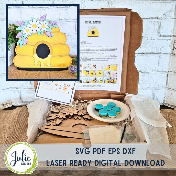 Julie Did It Studios "You Be the Maker" Box Kit - Floral Beehive Shelf Sitter - An April 2024 Design Studio Membership Exclusive File