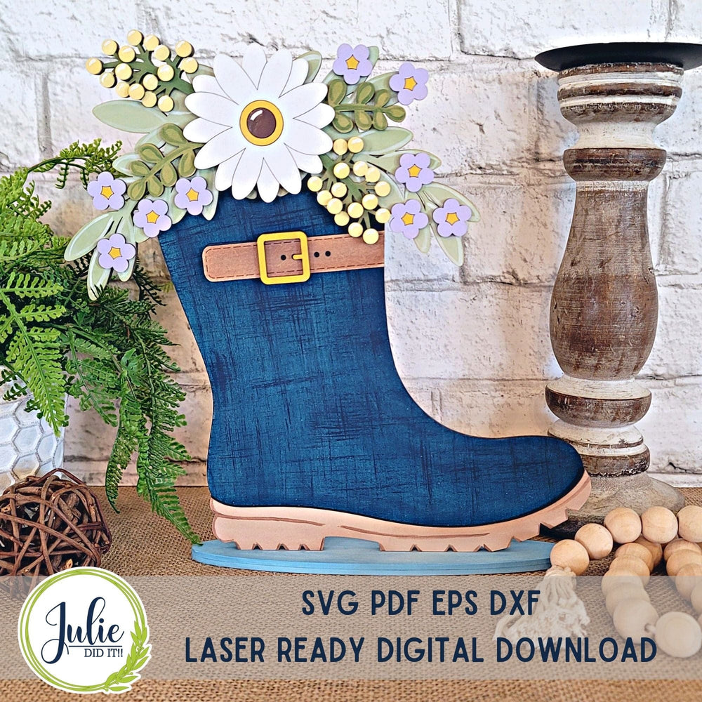 Julie Did It Studios "You Be the Maker" Box Kit - Floral Rainboot Shelf Sitter- A January 2024 Design Studio Membership Exclusive File