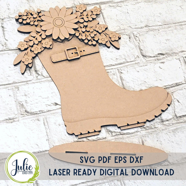 Julie Did It Studios "You Be the Maker" Box Kit - Floral Rainboot Shelf Sitter- A January 2024 Design Studio Membership Exclusive File