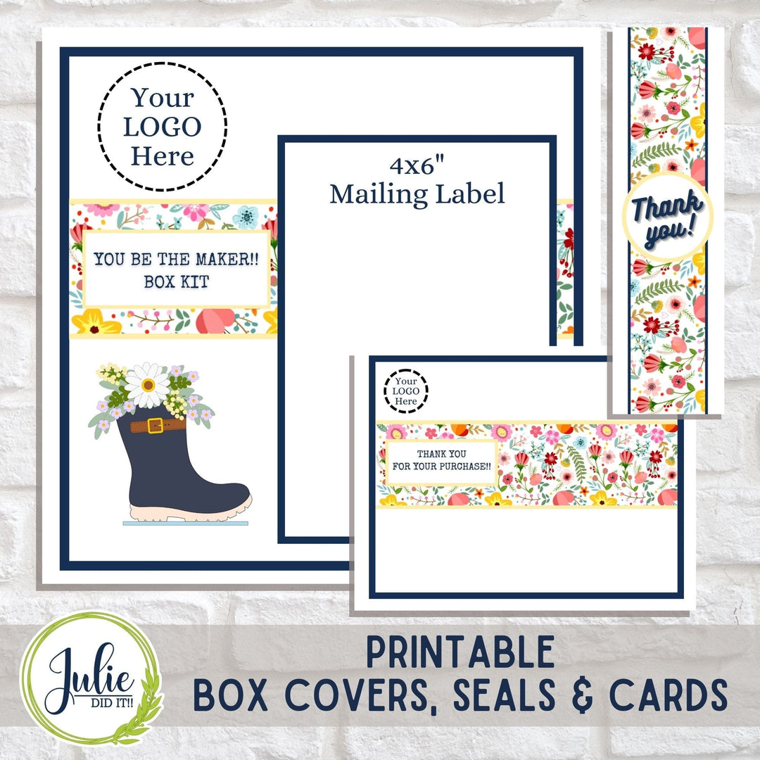 Julie Did It Studios "You Be the Maker" Box Kit - Floral Rainboot Shelf Sitter- A January 2024 Design Studio Membership Exclusive File