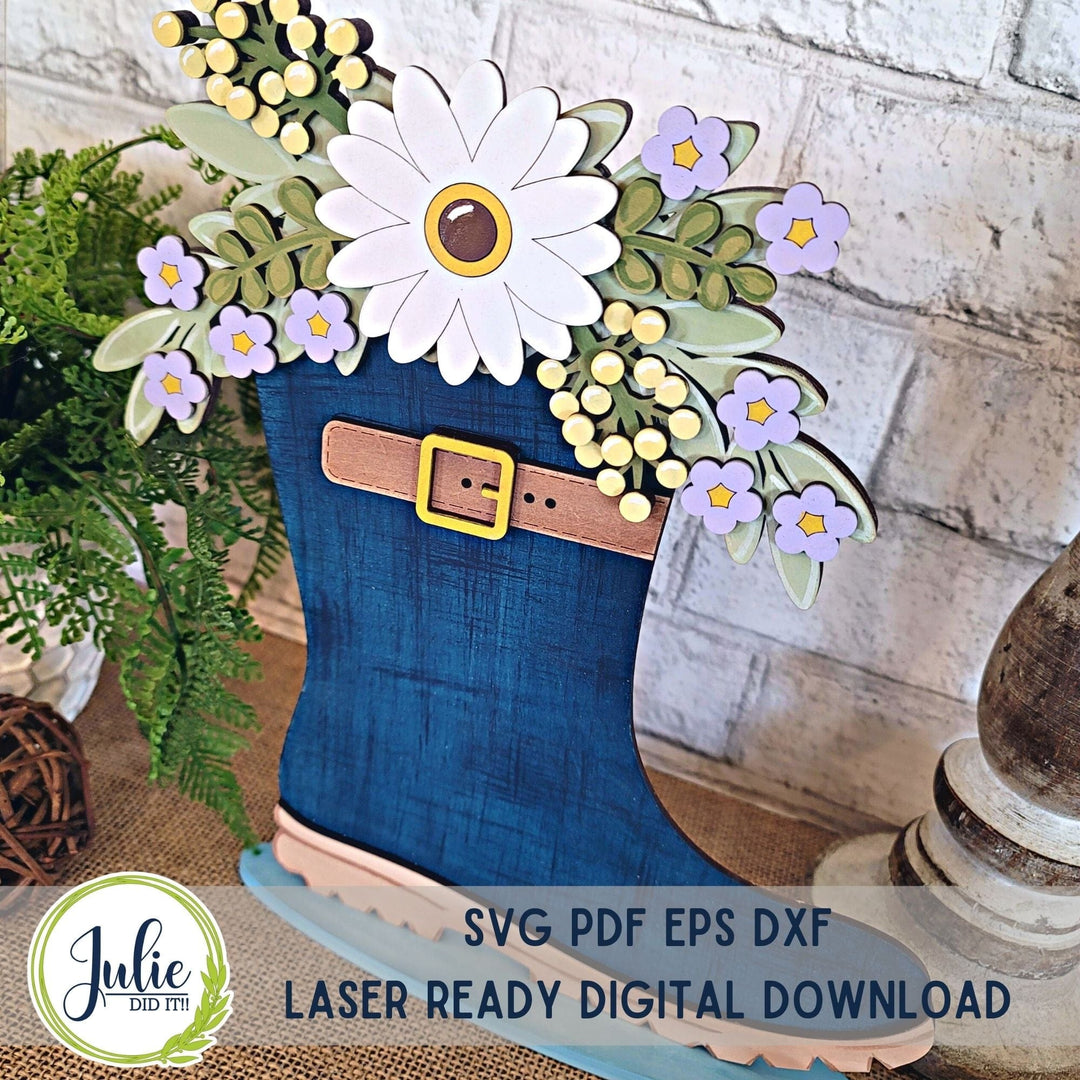 Julie Did It Studios "You Be the Maker" Box Kit - Floral Rainboot Shelf Sitter- A January 2024 Design Studio Membership Exclusive File