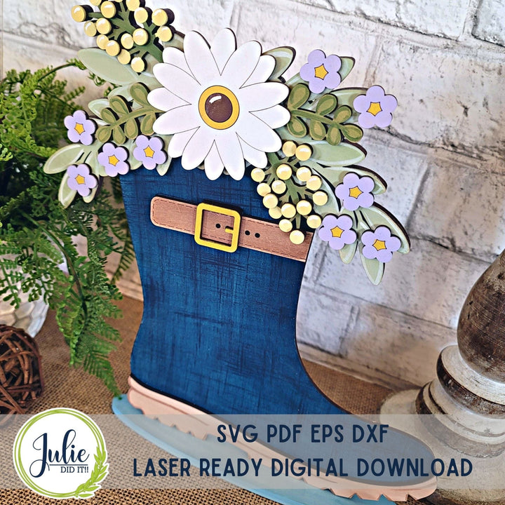 Julie Did It Studios "You Be the Maker" Box Kit - Floral Rainboot Shelf Sitter- A January 2024 Design Studio Membership Exclusive File