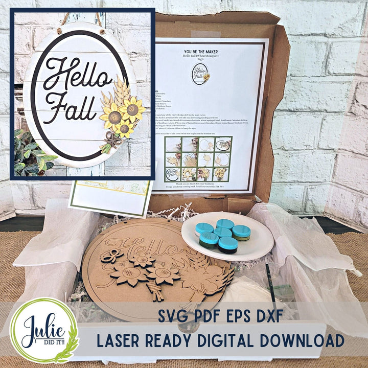 Julie Did It Studios "You Be the Maker" Box Kit - Hello Fall Wheat Bundle Sign - A September 2023 Design Studio Membership Exclusive File