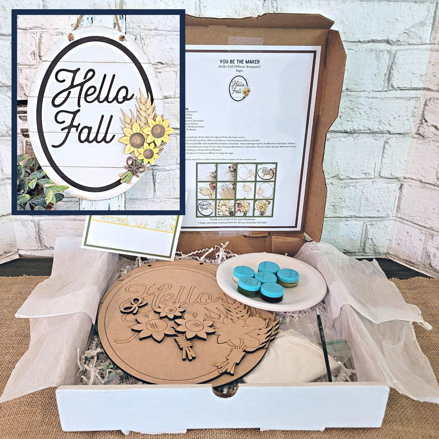 Julie Did It Studios "You Be the Maker" Box Kit - Hello Fall Wheat Bundle Sign - A September 2023 Design Studio Membership Exclusive File