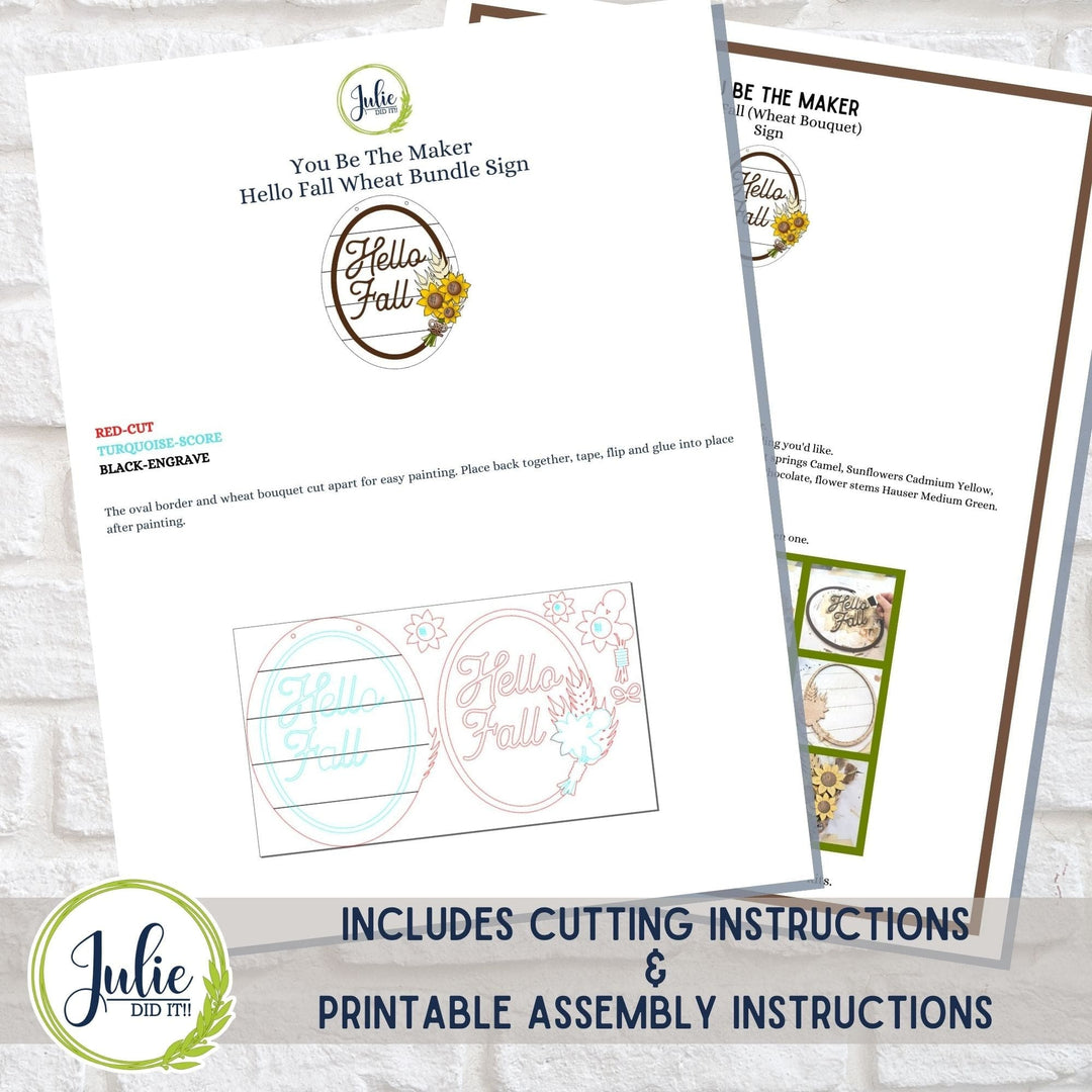 Julie Did It Studios "You Be the Maker" Box Kit - Hello Fall Wheat Bundle Sign - A September 2023 Design Studio Membership Exclusive File