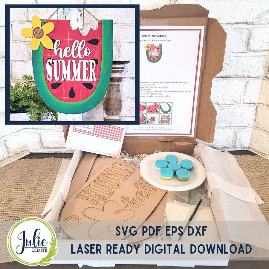 Julie Did It Studios "You Be the Maker" Box Kit - "Hello Summer" Watermelon Sign - A May 2023 Design Studio Membership Exclusive File