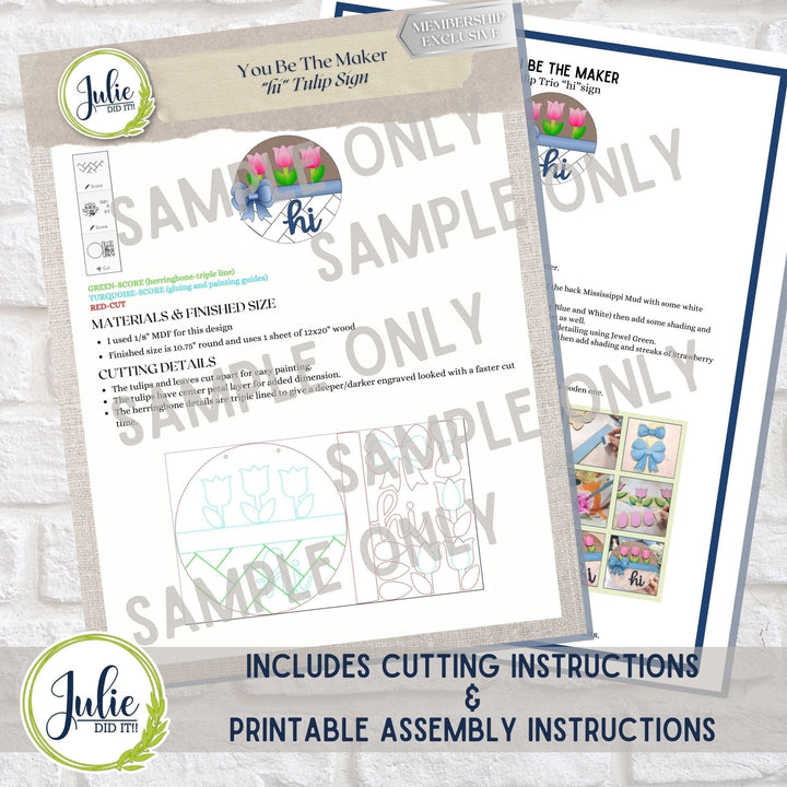 Julie Did It Studios "You Be the Maker" Box Kit - Hi Tulip Sign - A March 2024 Design Studio Membership Exclusive File