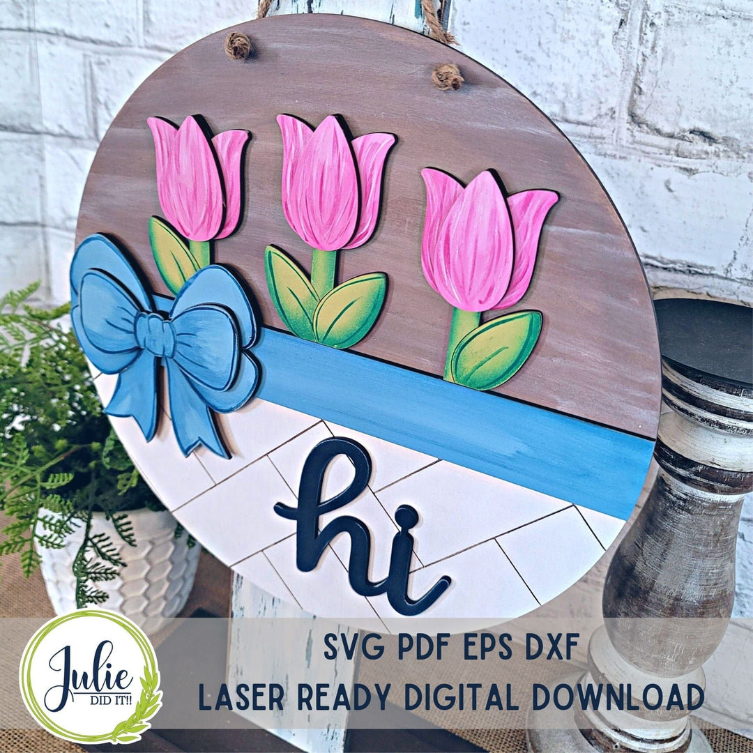 Julie Did It Studios "You Be the Maker" Box Kit - Hi Tulip Sign - A March 2024 Design Studio Membership Exclusive File