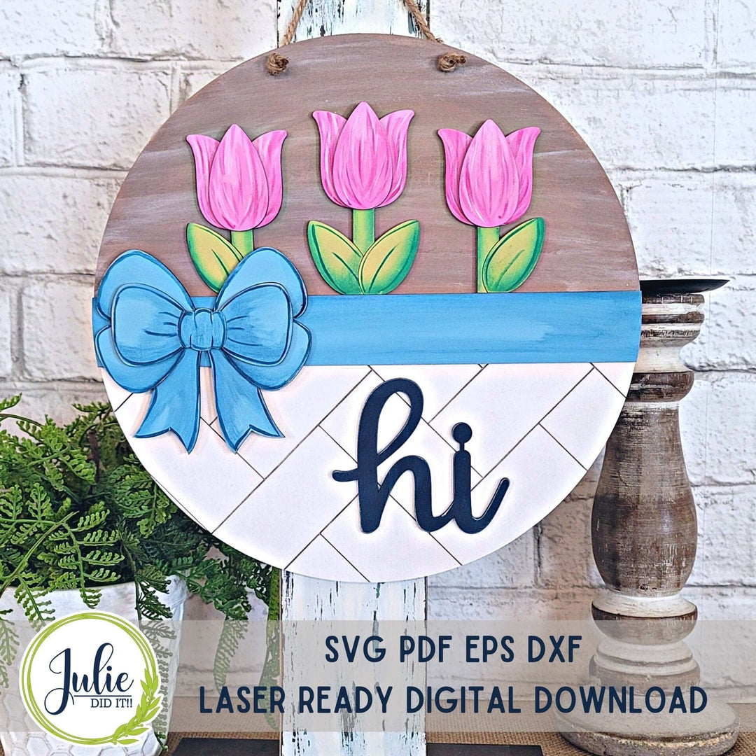 Julie Did It Studios "You Be the Maker" Box Kit - Hi Tulip Sign - A March 2024 Design Studio Membership Exclusive File