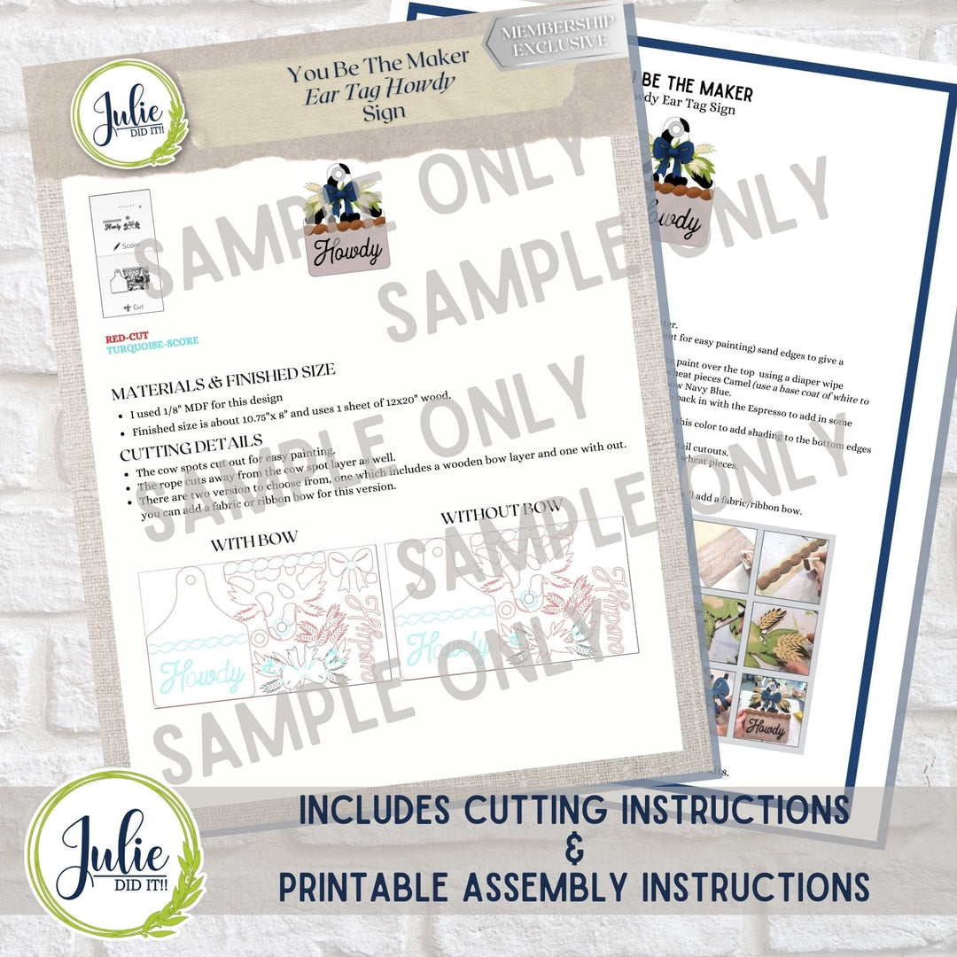 Julie Did It Studios "You Be the Maker" Box Kit - "Howdy" Ear Tag - A December 2023 Design Studio Membership Exclusive File