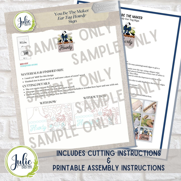 Julie Did It Studios "You Be the Maker" Box Kit - "Howdy" Ear Tag - A December 2023 Design Studio Membership Exclusive File