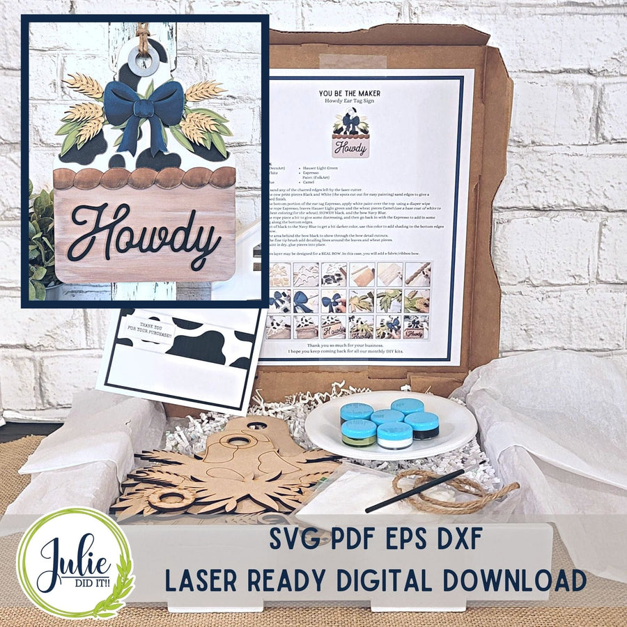 Julie Did It Studios "You Be the Maker" Box Kit - "Howdy" Ear Tag - A December 2023 Design Studio Membership Exclusive File