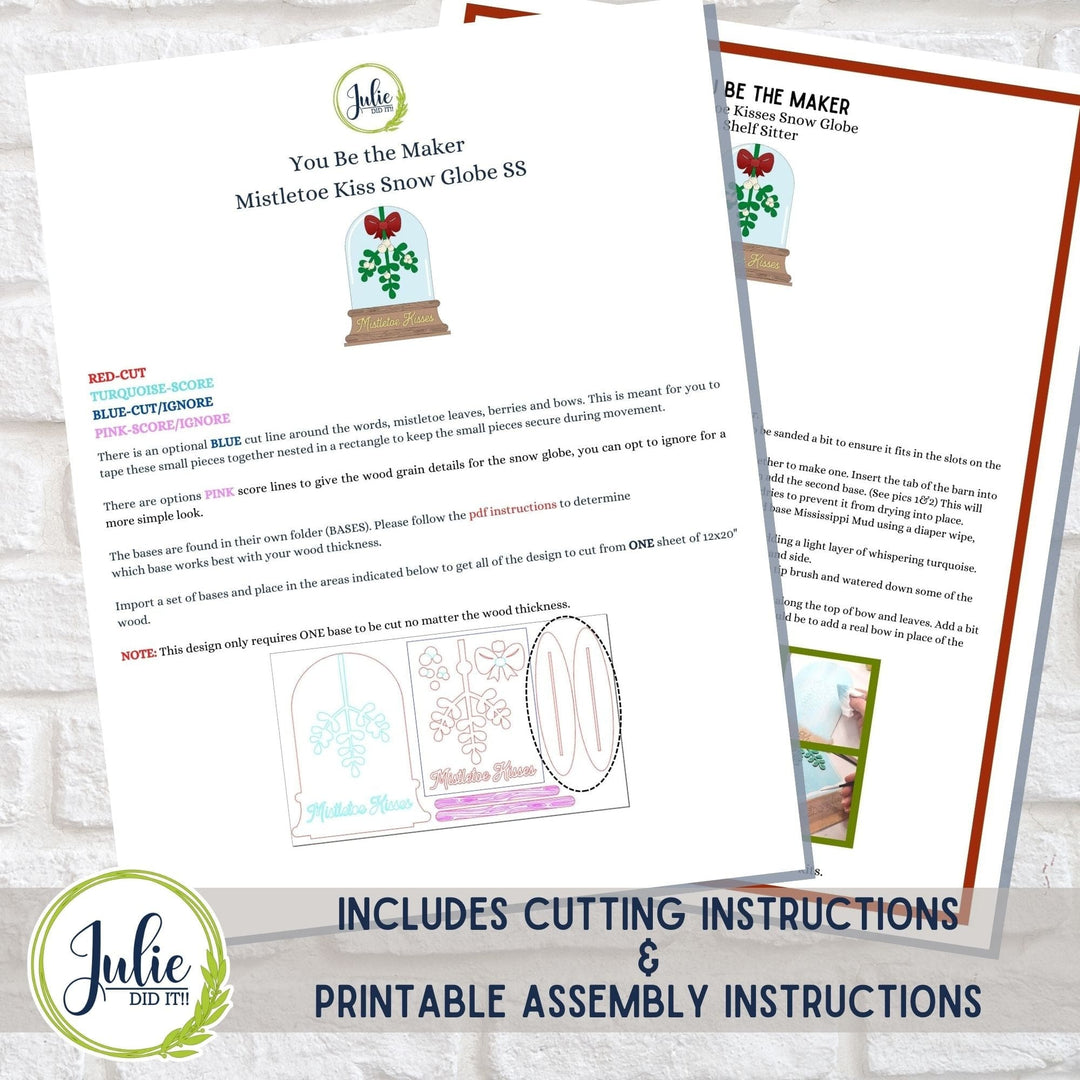 Julie Did It Studios "You Be the Maker" Box Kit - Mistletoe Kiss Snow Globe Shelf Sitter - An August 2023 Design Studio Membership Exclusive File