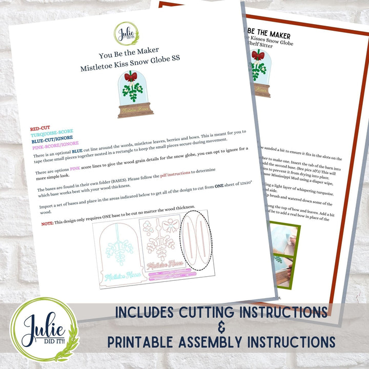 Julie Did It Studios "You Be the Maker" Box Kit - Mistletoe Kiss Snow Globe Shelf Sitter - An August 2023 Design Studio Membership Exclusive File