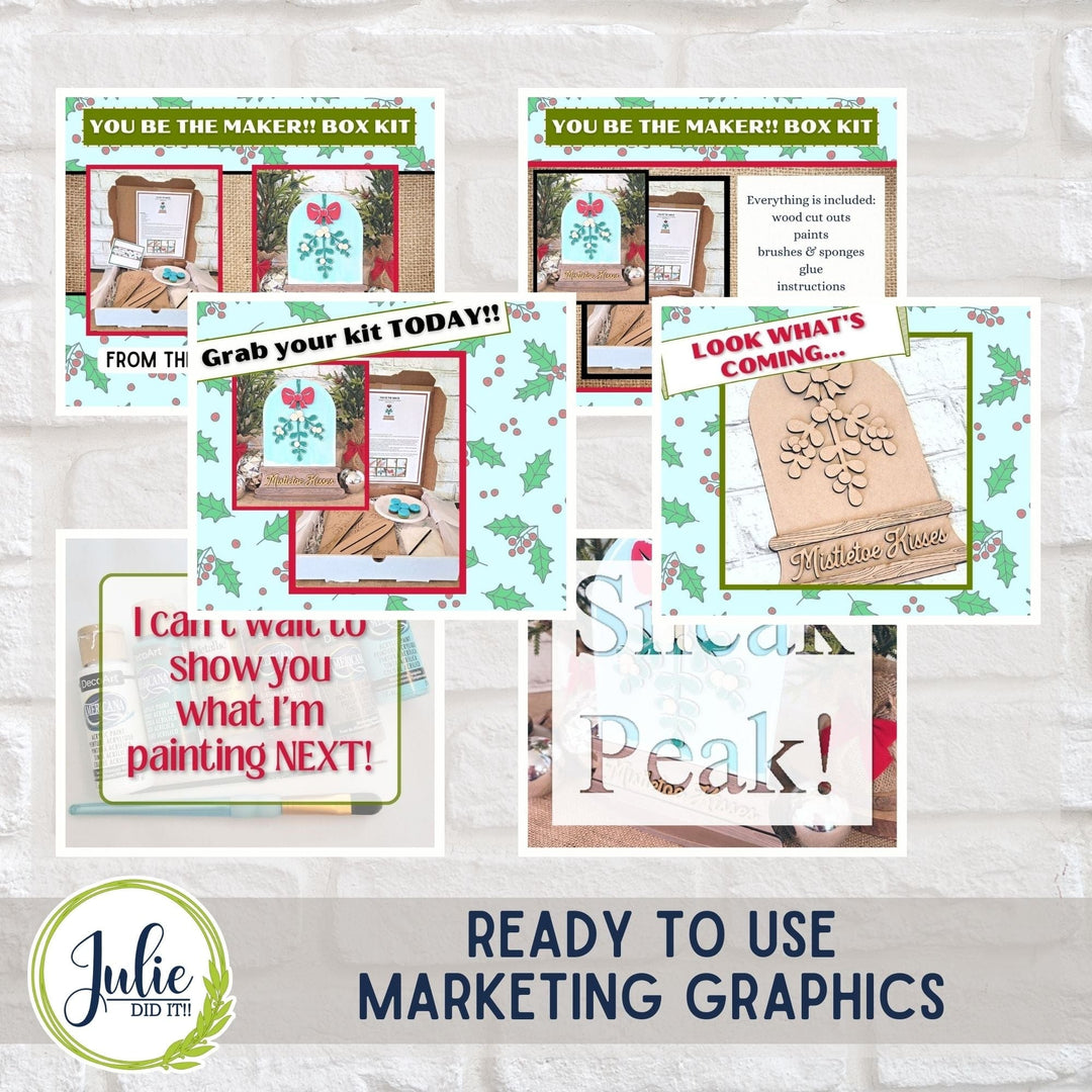 Julie Did It Studios "You Be the Maker" Box Kit - Mistletoe Kiss Snow Globe Shelf Sitter - An August 2023 Design Studio Membership Exclusive File