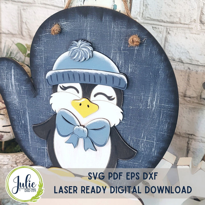 Julie Did It Studios "You Be the Maker" Box Kit - Penguin Mitten Sign - A November 2023 Design Studio Membership Exclusive File