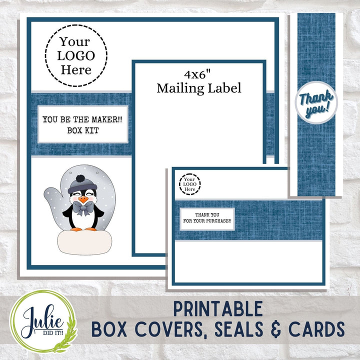 Julie Did It Studios "You Be the Maker" Box Kit - Penguin Mitten Sign - A November 2023 Design Studio Membership Exclusive File