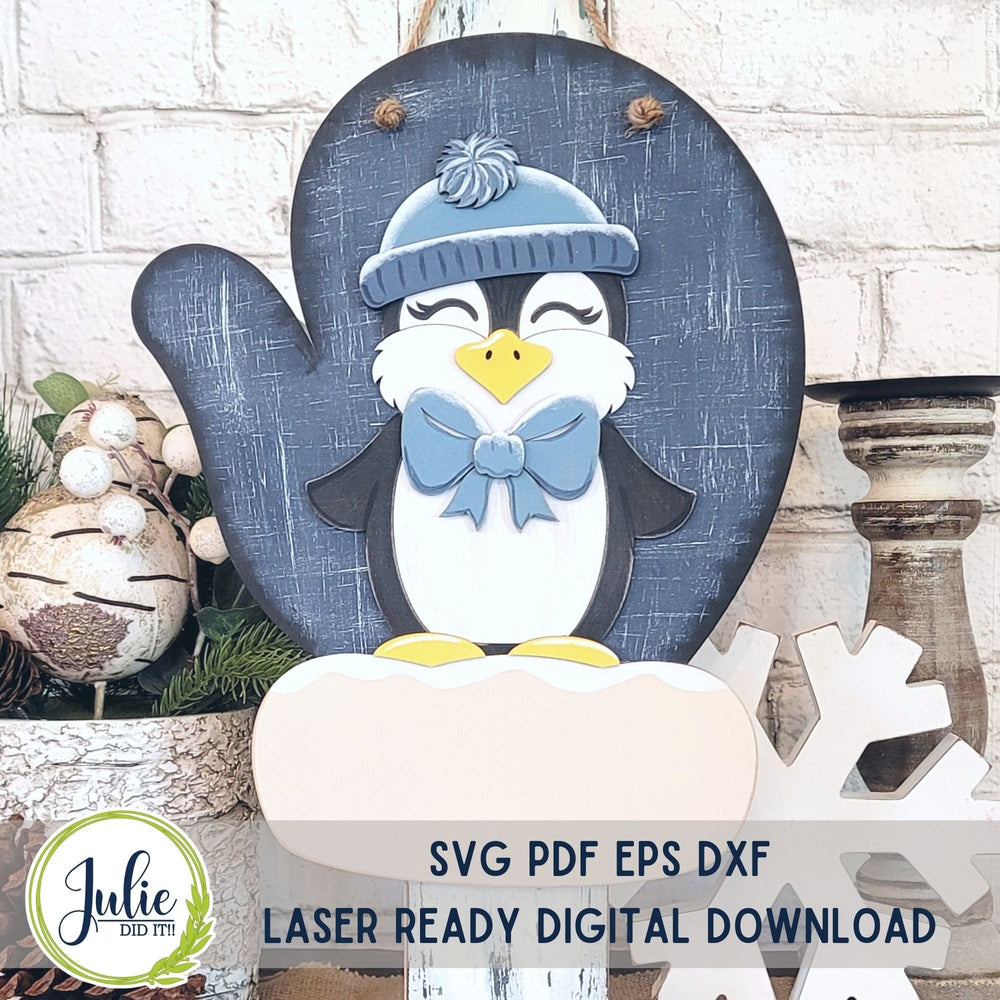 Julie Did It Studios "You Be the Maker" Box Kit - Penguin Mitten Sign - A November 2023 Design Studio Membership Exclusive File