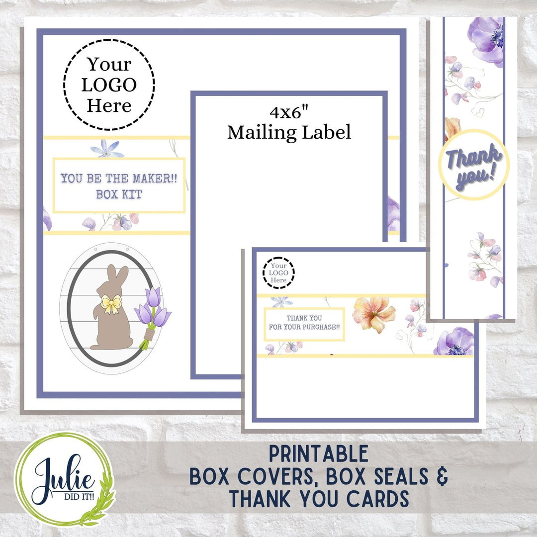 Julie Did It Studios "You Be the Maker" Box Kit - Rabbit and Tulip Sign - A February 2024 Design Studio Membership Exclusive File
