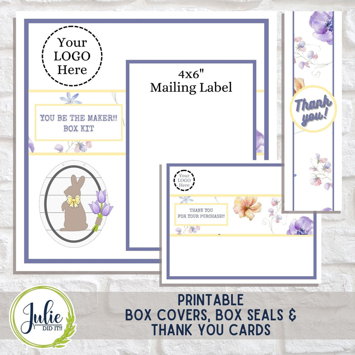 Julie Did It Studios "You Be the Maker" Box Kit - Rabbit and Tulip Sign - A February 2024 Design Studio Membership Exclusive File