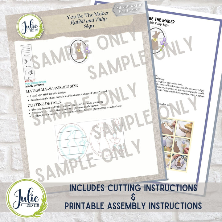 Julie Did It Studios "You Be the Maker" Box Kit - Rabbit and Tulip Sign - A February 2024 Design Studio Membership Exclusive File