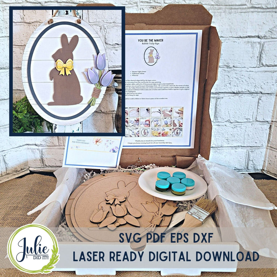 Julie Did It Studios "You Be the Maker" Box Kit - Rabbit and Tulip Sign - A February 2024 Design Studio Membership Exclusive File