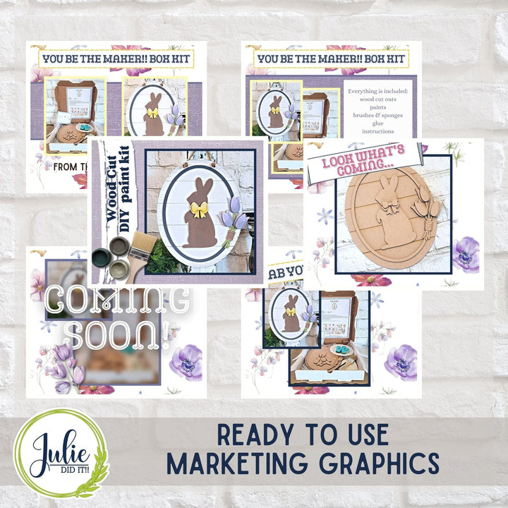 Julie Did It Studios "You Be the Maker" Box Kit - Rabbit and Tulip Sign - A February 2024 Design Studio Membership Exclusive File