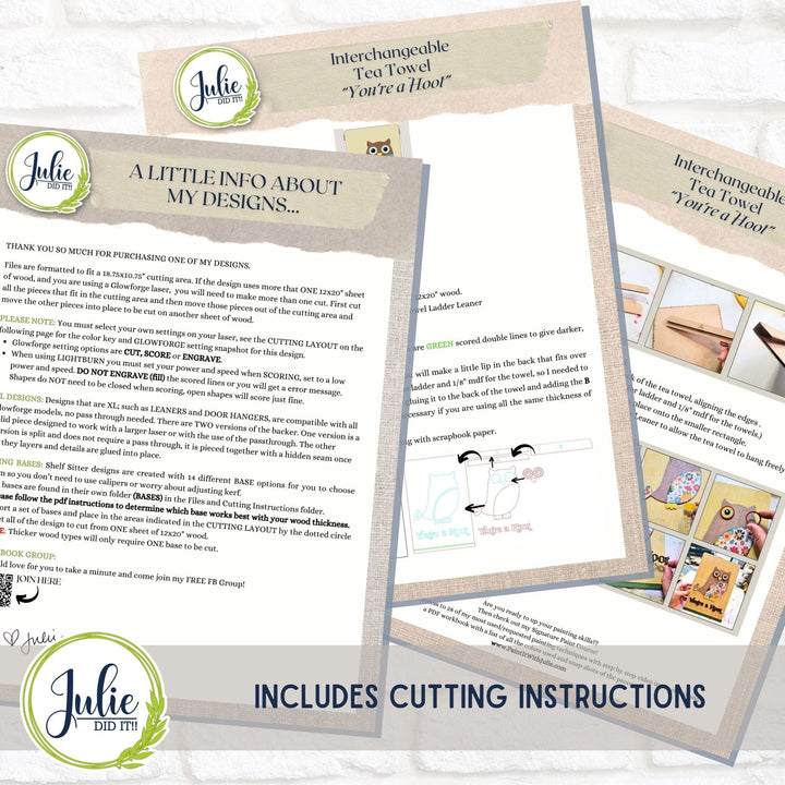 Julie Did It Studios "You're a Hoot" Interchangeable Tea Towel - June 2024 Design Studio